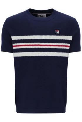 Maglietta in maglia a righe in rete Fila Gerardo blu navy
