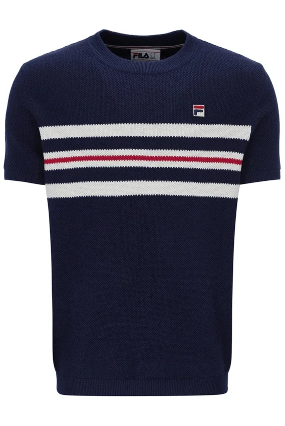 Maglietta in maglia a righe in rete Fila Gerardo blu navy