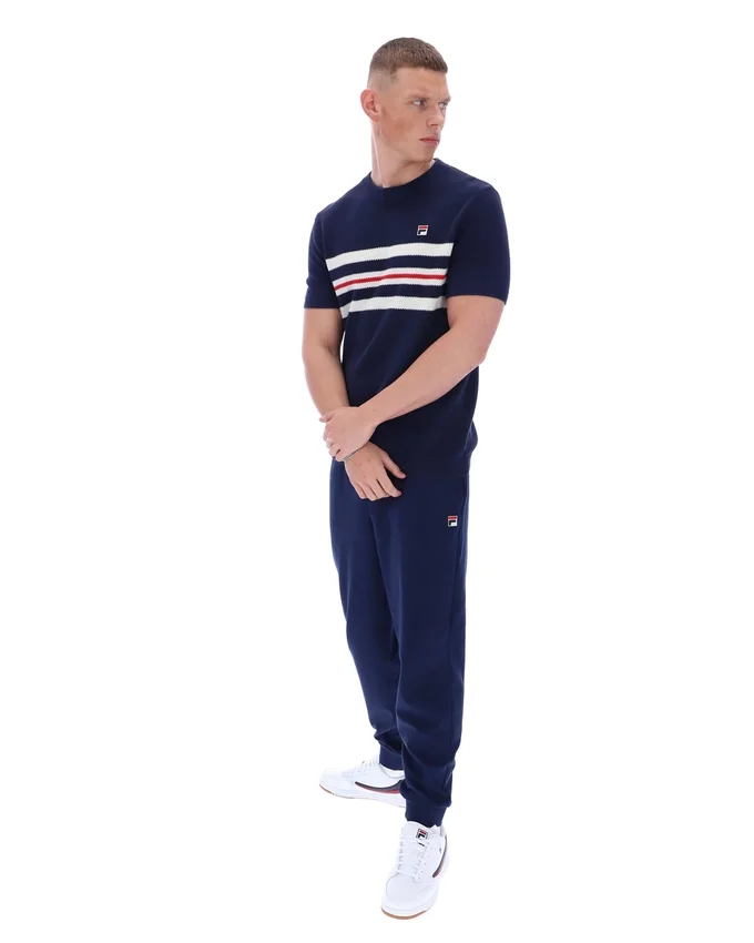 Maglietta in maglia a righe in rete Fila Gerardo blu navy