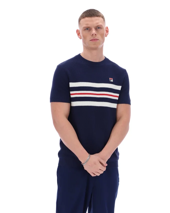 Maglietta in maglia a righe in rete Fila Gerardo blu navy