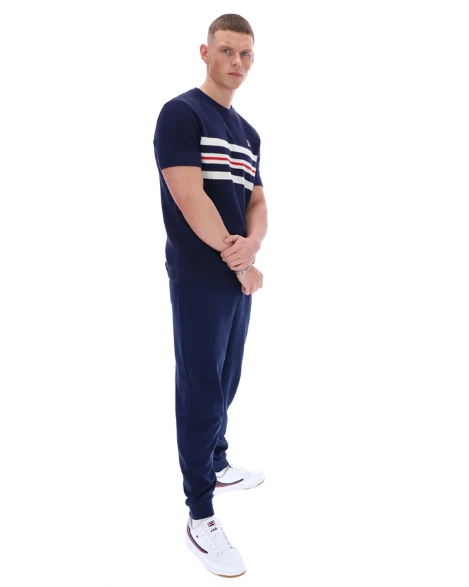 Maglietta in maglia a righe in rete Fila Gerardo blu navy