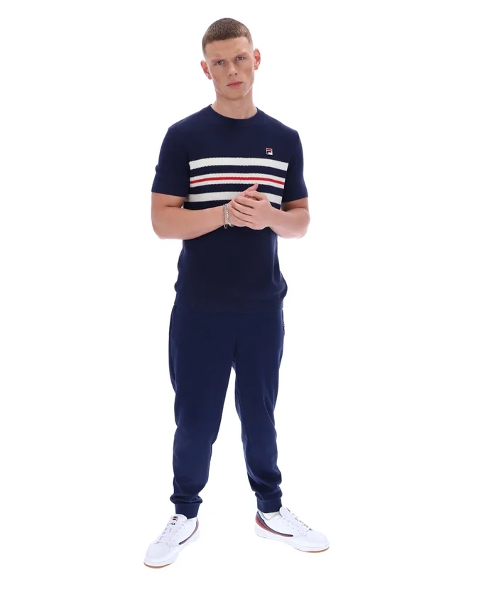 Maglietta in maglia a righe in rete Fila Gerardo blu navy
