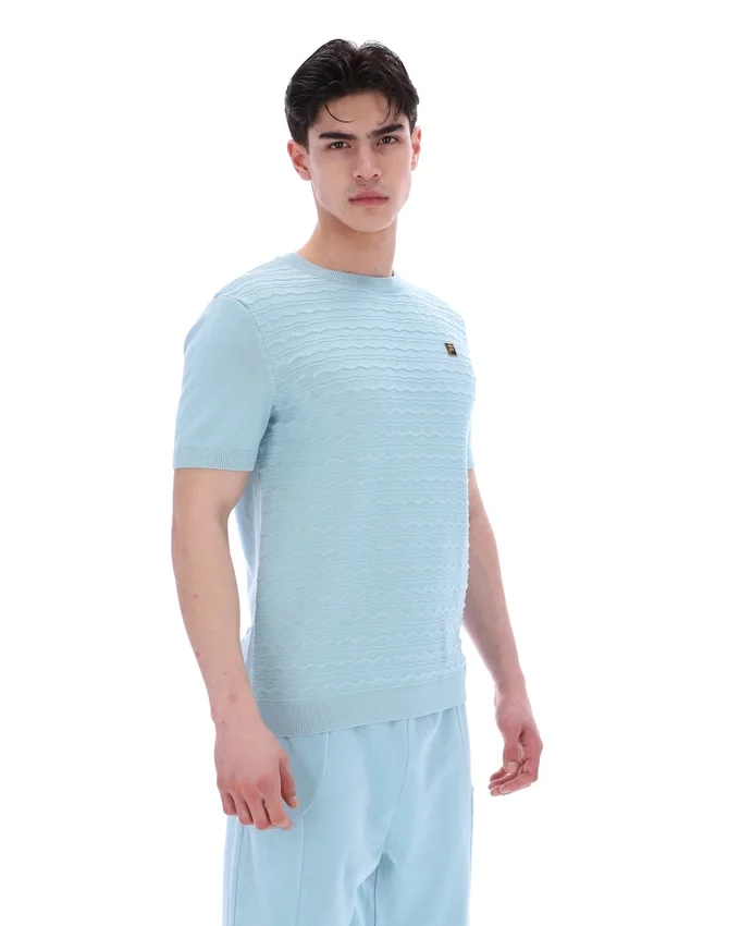 Maglietta in maglia testurizzata Don blu sterling