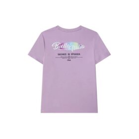 Maglietta per attività sportiva casual a maniche corte con logo stampato, viola