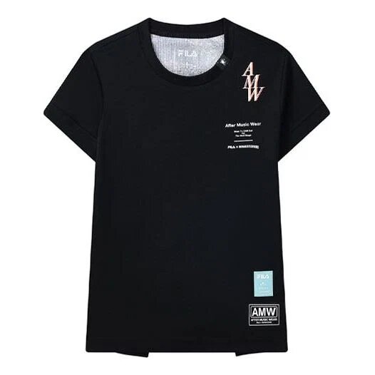 Maglietta sportiva Fila x MIHARA YASUHIRO con stampa del logo firmato congiuntamente, nera LogoT