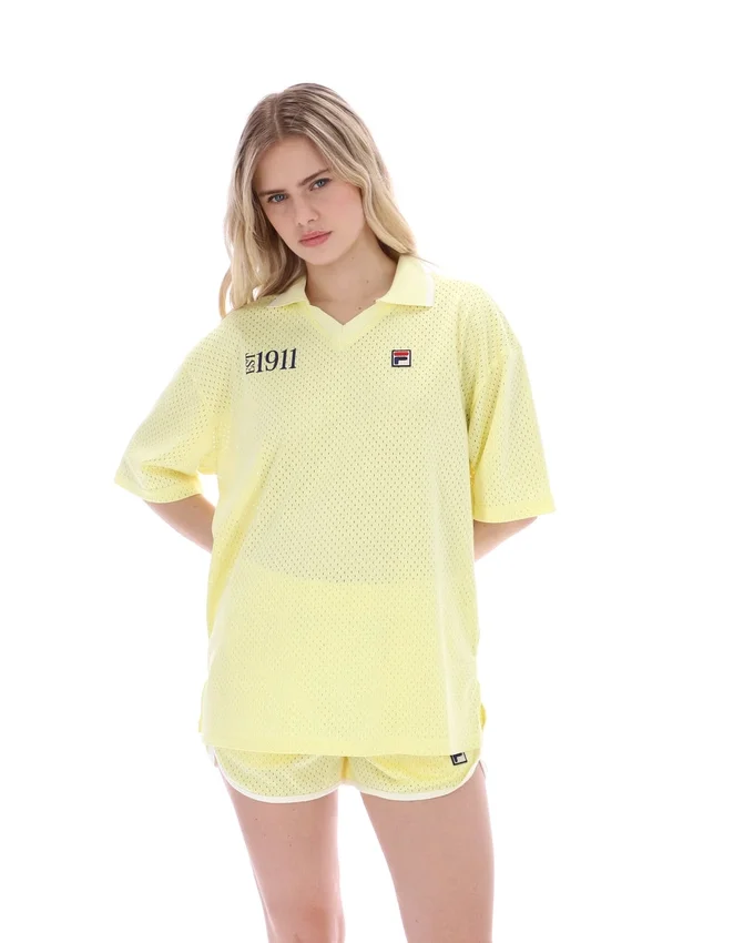 Maglietta Vernazza con colletto da calcio in giallo cera