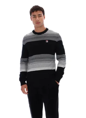 Maglione a righe nero Connor con collo rotondo