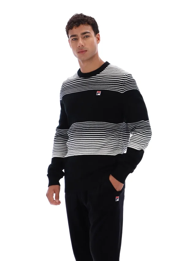 Maglione a righe nero Connor con collo rotondo