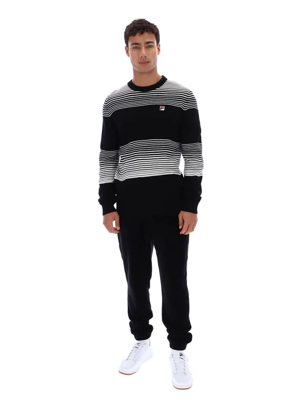 Maglione a righe nero Connor con collo rotondo