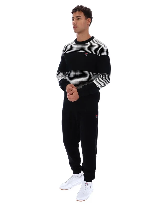 Maglione a righe nero Connor con collo rotondo
