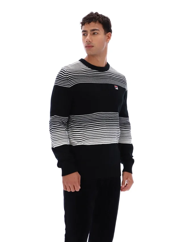 Maglione a righe nero Connor con collo rotondo