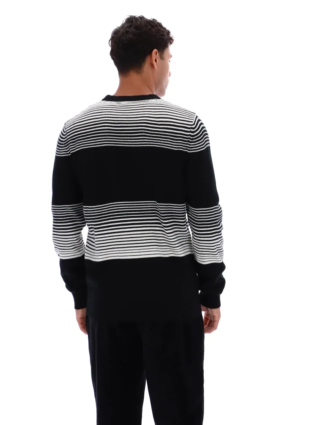 Maglione a righe nero Connor con collo rotondo
