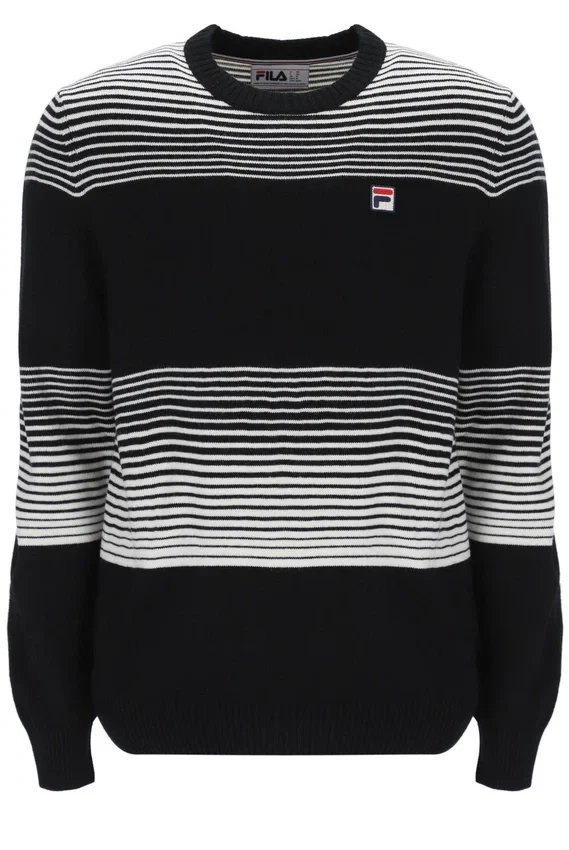 Maglione a righe nero Connor con collo rotondo