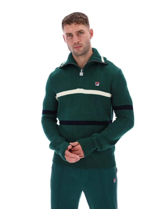 Maglione Camilo a mezza zip in maglia Rain Forest