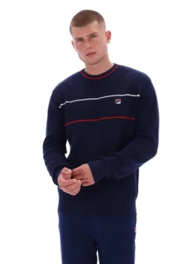 Maglione Fila Kallum con collo rotondo e trama a nido d’ape, blu navy