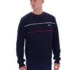 Maglione Fila Kallum con collo rotondo e trama a nido d’ape, blu navy