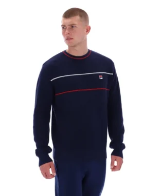 Maglione Fila Kallum con collo rotondo e trama a nido d’ape, blu navy