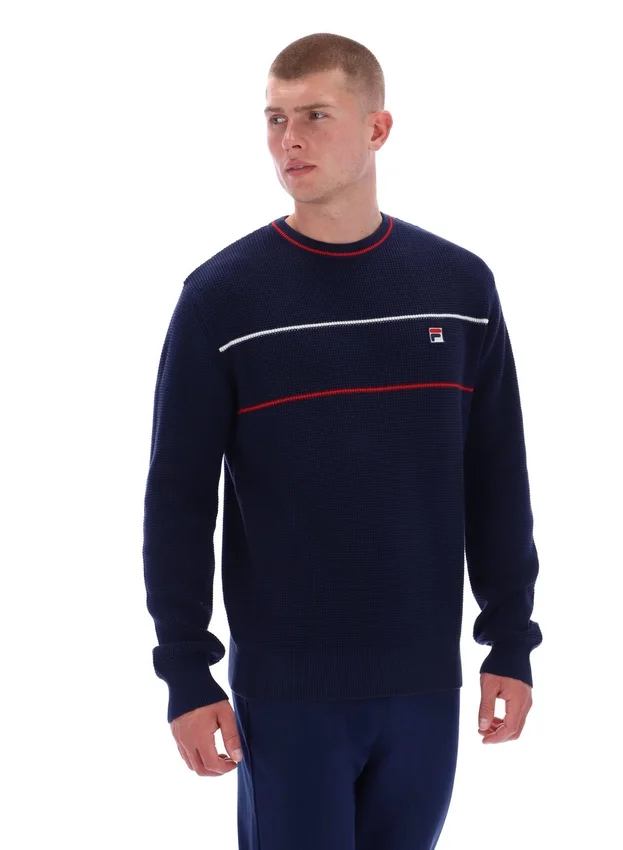 Maglione Fila Kallum con collo rotondo e trama a nido d’ape, blu navy
