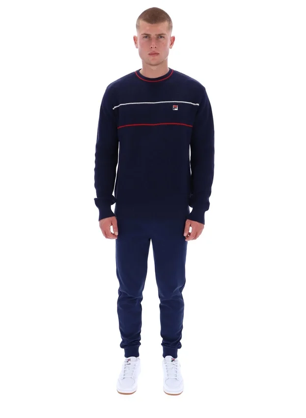 Maglione Fila Kallum con collo rotondo e trama a nido d’ape, blu navy