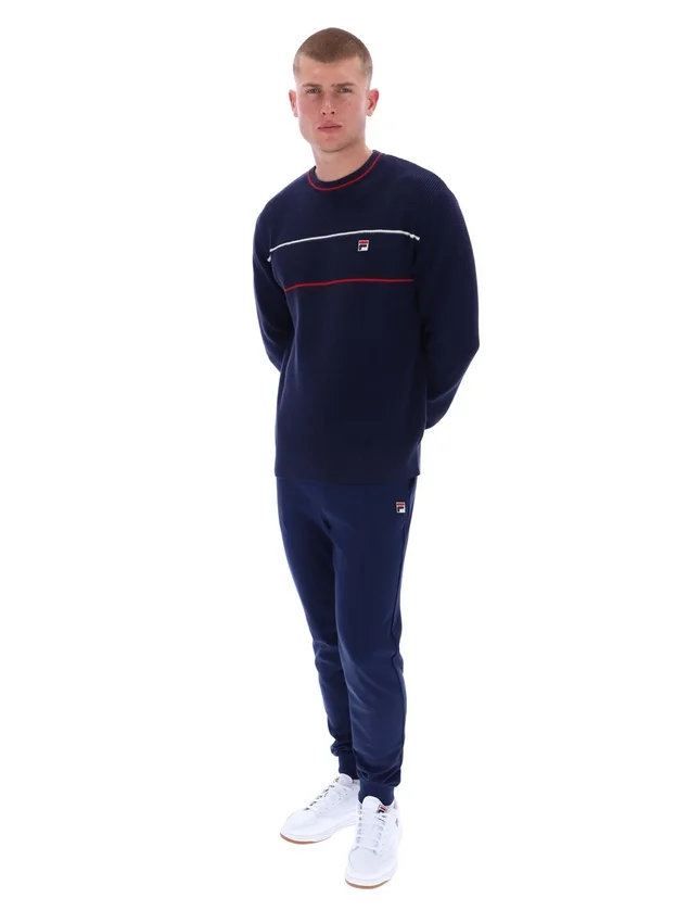Maglione Fila Kallum con collo rotondo e trama a nido d’ape, blu navy