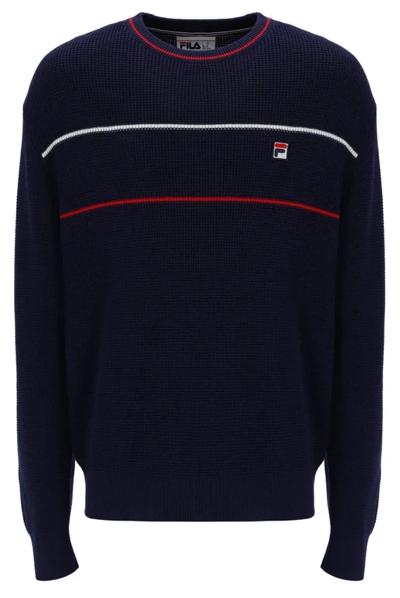 Maglione Fila Kallum con collo rotondo e trama a nido d’ape, blu navy