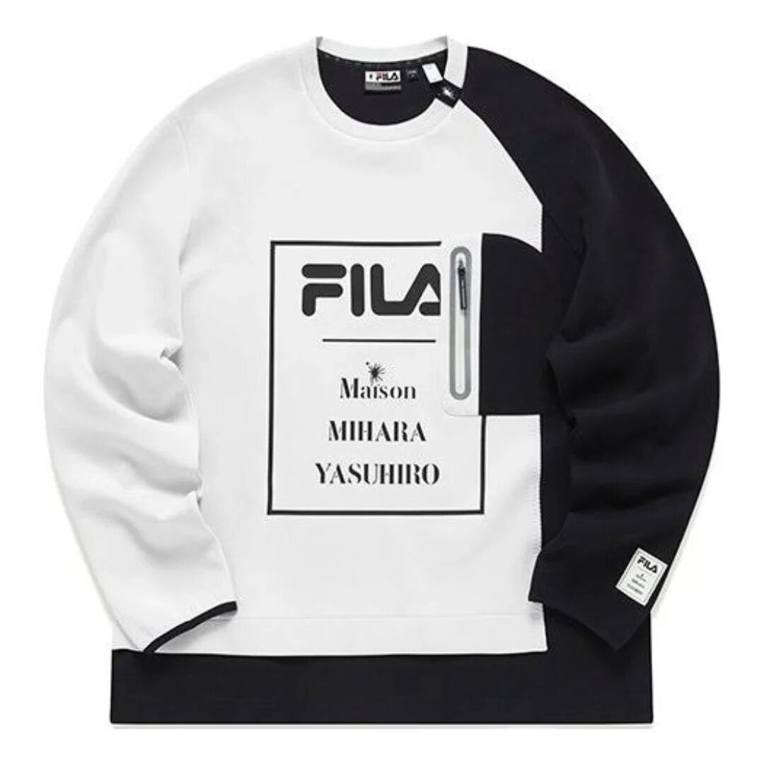 Maglione Fila x Mihara Yasuhiro con stampa di lettere "White Black"