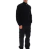 Maglione nero Stevie con collo a imbuto e zip a 1/4 in maglia testurizzata