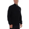 Maglione nero Stevie con collo a imbuto e zip a 1/4 in maglia testurizzata