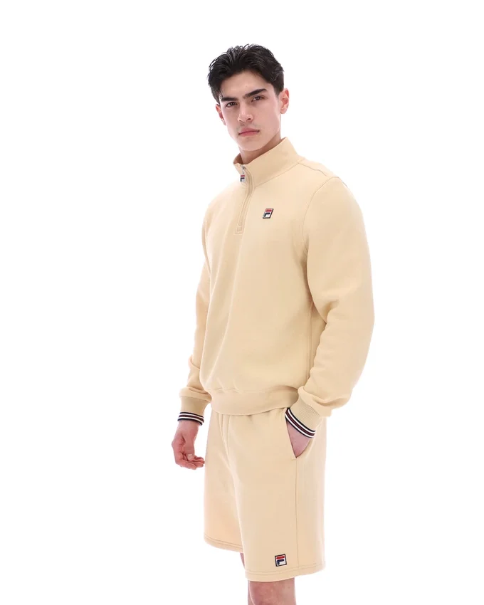 Maglione Ramy F-Box beige classico con zip a 1/4