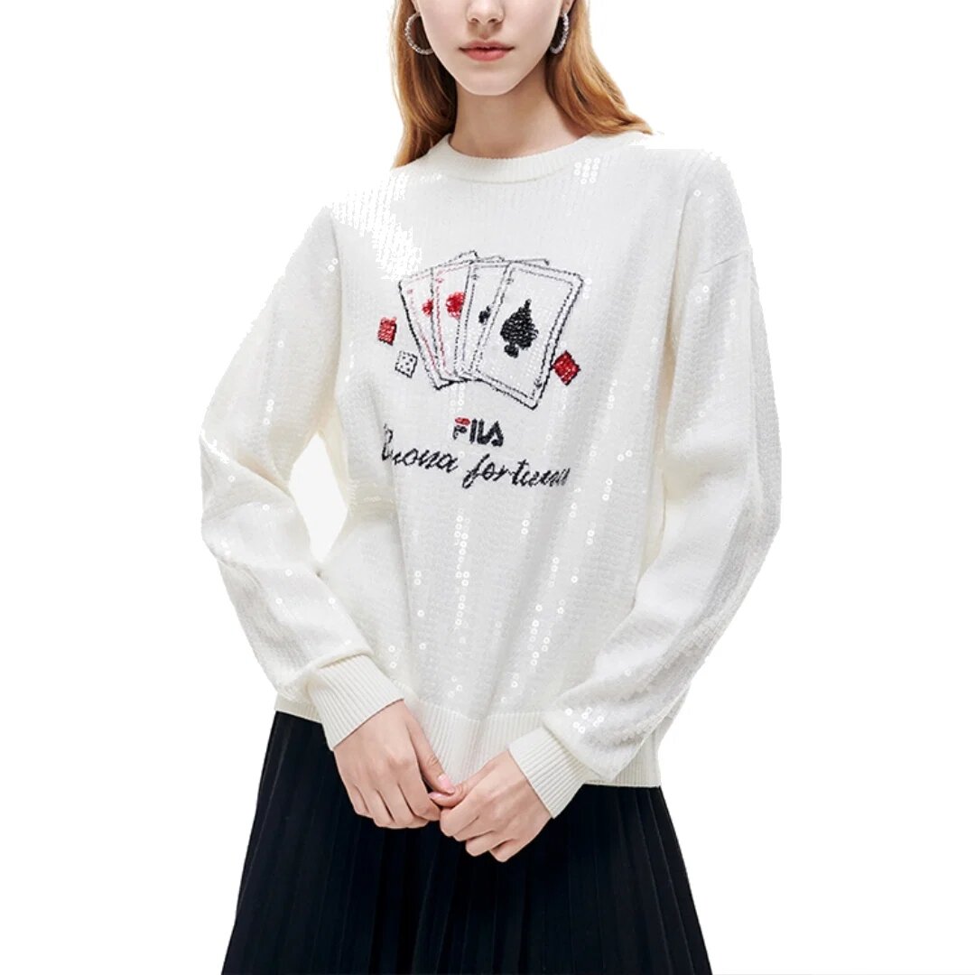 Maglione sportivo con grafica "Bianco Nero"