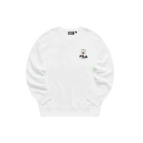 Maglione sportivo da uomo Fila x Pepe Shimada con stampa cartoon e collo rotondo, bianco
