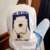 Maglione sportivo da uomo Fila x Pepe Shimada con stampa cartoon e collo rotondo, bianco