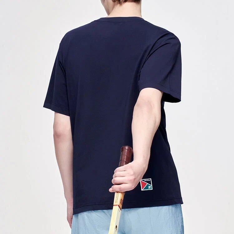 Pantaloncini a maniche corte con stampa alfabetica, blu