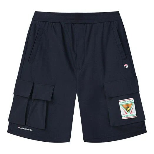 Pantaloncini da uomo con tasca e stampa del logo, blu
