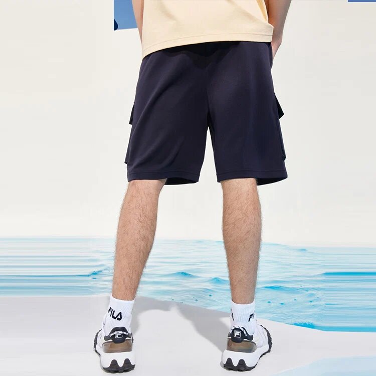 Pantaloncini da uomo con tasca e stampa del logo, blu