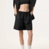 Pantaloncini Fila x Hailey Bieber in tessuto stropicciato, neri