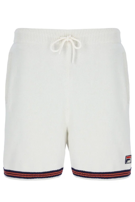 Pantaloncini in maglia all'uncinetto Clemente color Gardenia con bordi a contrasto