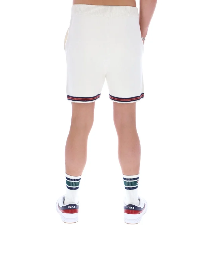 Pantaloncini in maglia all'uncinetto Clemente color Gardenia con bordi a contrasto