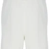 Pantaloncini in maglia all'uncinetto Clemente color Gardenia con bordi a contrasto