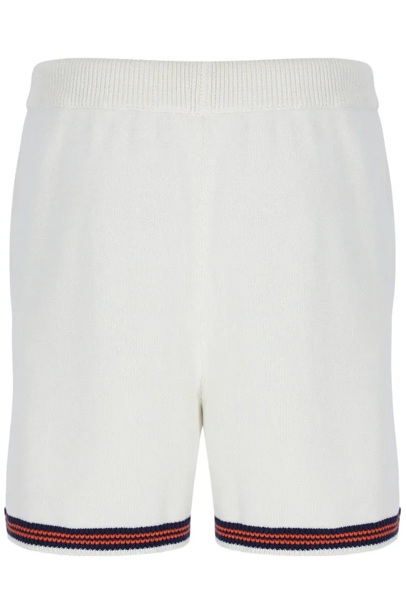 Pantaloncini in maglia all'uncinetto Clemente color Gardenia con bordi a contrasto