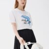 Pantaloncini sportivi casual a maniche corte con stampa delfino, bianchi