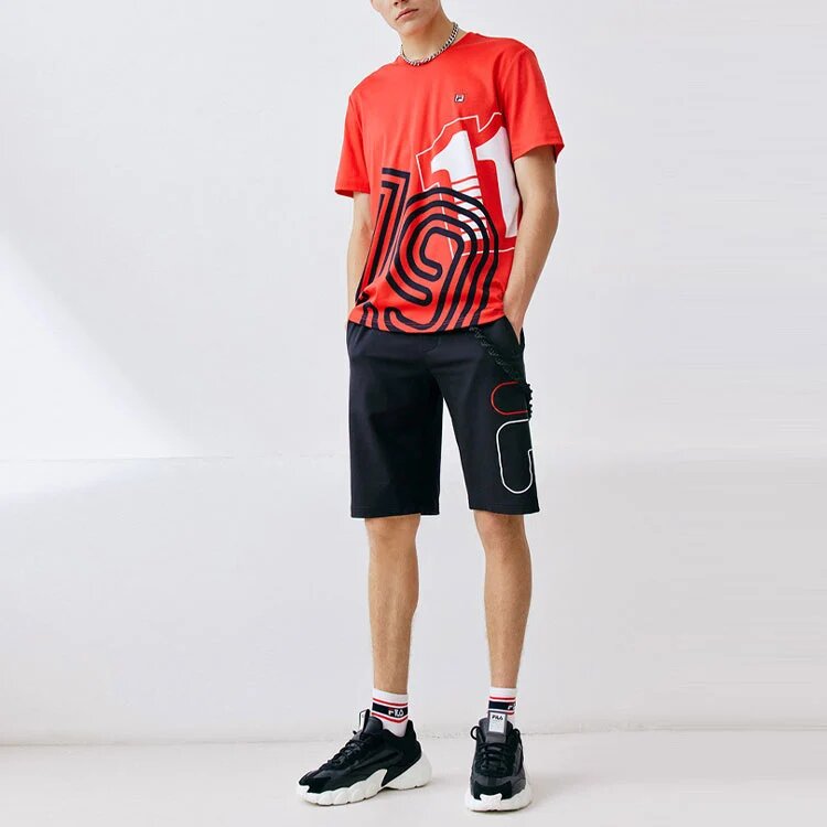 Pantaloncini sportivi casual in maglia con logo alfabetico, blu
