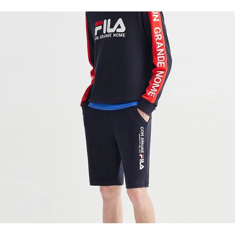 Pantaloncini sportivi con stampa alfabetica del logo, blu