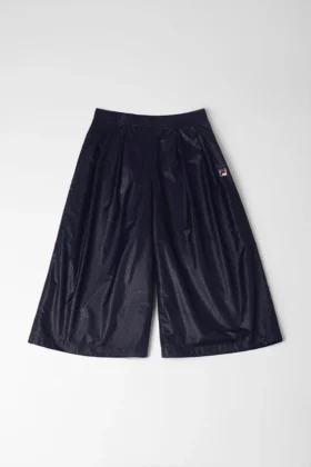 Pantaloni a zampa con pieghe blu notte