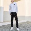 Pantaloni casual da uomo in maglia con monogramma, neri