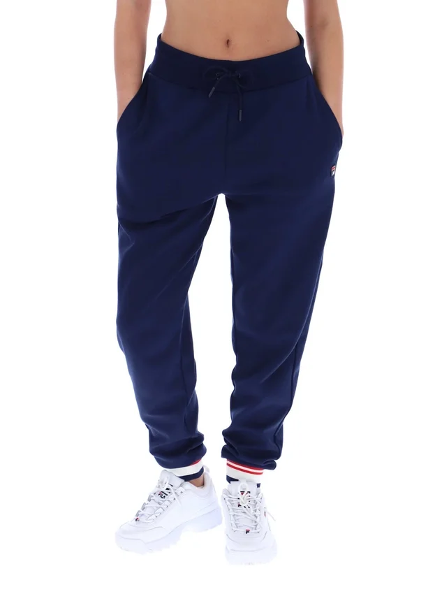 Pantaloni da jogging Fila Jianna con risvolto, blu navy