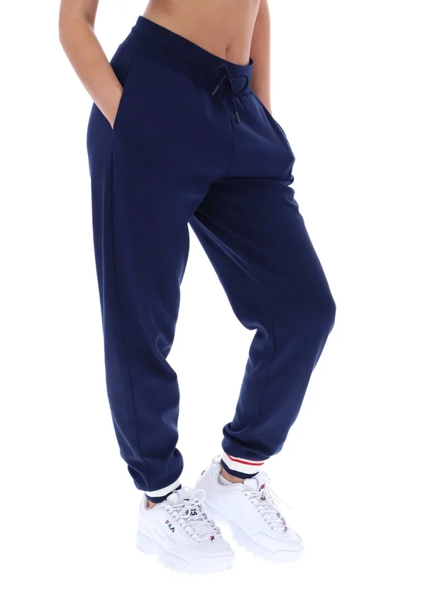 Pantaloni da jogging Fila Jianna con risvolto, blu navy