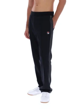 Pantaloni da jogging Tavis neri a gamba dritta con cuciture a contrasto