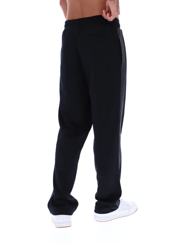Pantaloni da jogging Tavis neri a gamba dritta con cuciture a contrasto