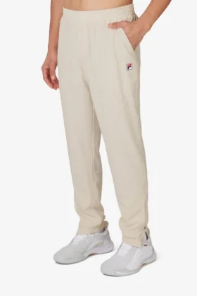 Pantaloni da tennis in tessuto intrecciato beige per la Court